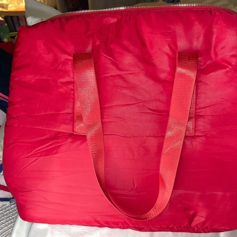 Carolina Herrera Good Girl Red Quilted Tote Bag with Gold Zip